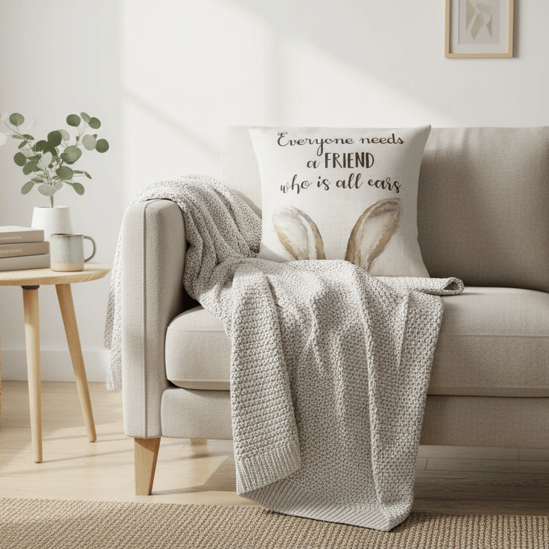 ALL EARS HARE CUSHION NATURAL by Evans Lichfield