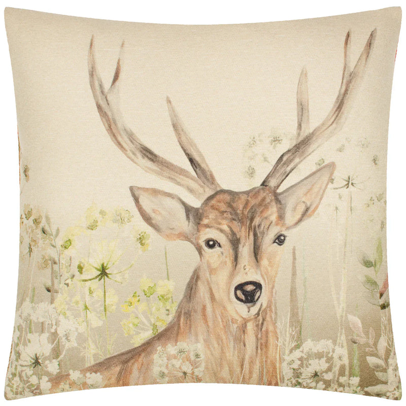 BRAMBLE STAG PRINTED CUSHION by Evans Lichfield