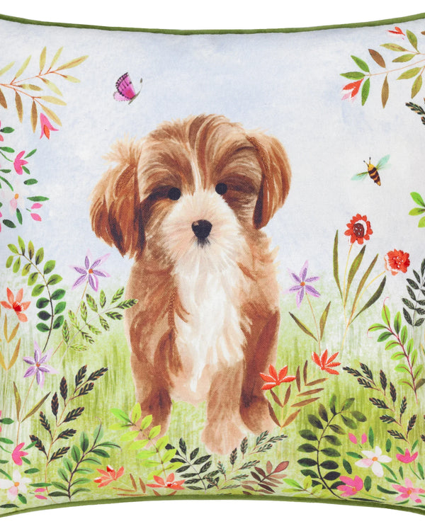 DAISY HILL CHARLIE PRINTED CUSHION MULTI GREEN  by Evans Lichfield
