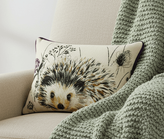 Evans Litchfield (Riva Home) Evans Lichfield Cushion Elwood Hedgehog Cushion – Black/Cream By Evans Litchfield