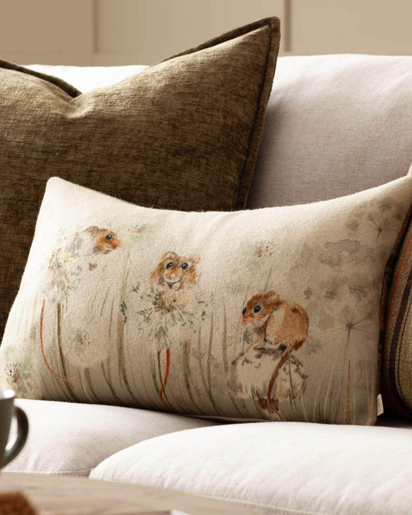 BRAMBLE MICE PRINTED CUSHION by Evans Lichfield