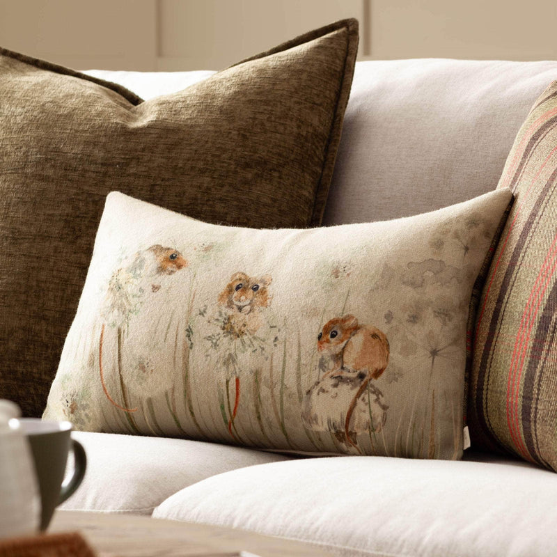 BRAMBLE MICE PRINTED CUSHION by Evans Lichfield