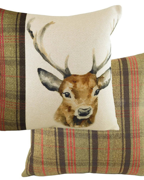Hunter Stag Square Cushion Sand by Evans Lichfield