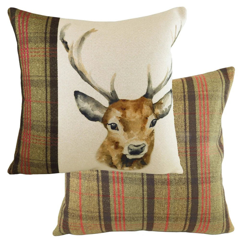Hunter Stag Square Cushion Sand by Evans Lichfield