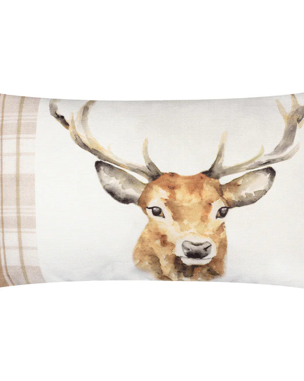 🦌 Hunter Stag Rectangular Cushion – Natural by Evans Litchfield
