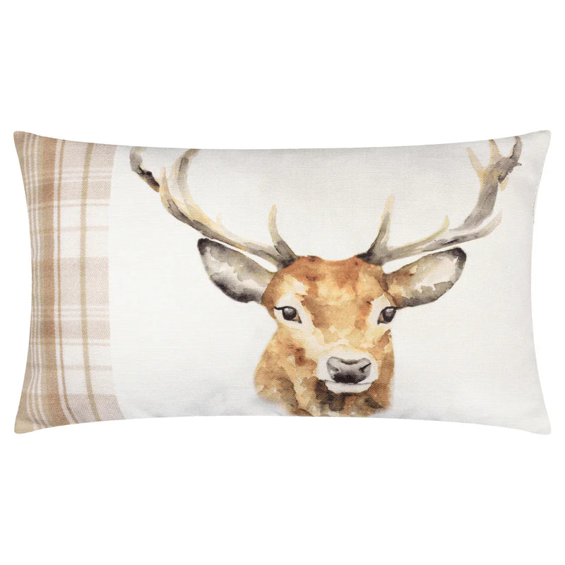 🦌 Hunter Stag Rectangular Cushion – Natural by Evans Litchfield