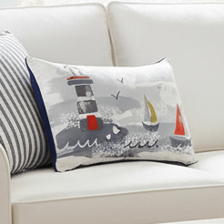 Evans Litchfield (Riva Home) Evans Lichfield Cushion Lighthouse & Sailboats- feather filled Premium Nautical Cushion 30cm x 50cm in 2 designs by Evans Lichfield