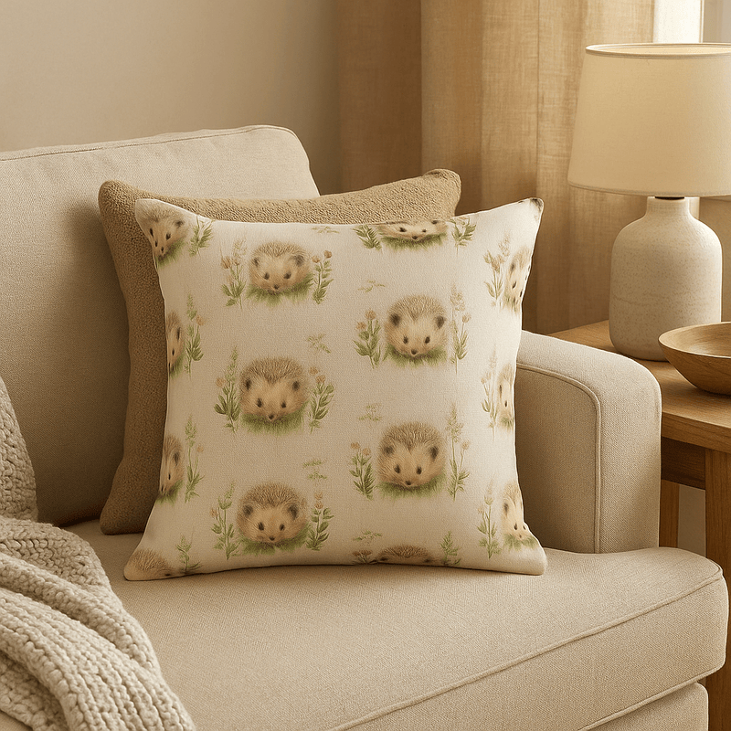 Premium Hedgerow Hedgehog Repeat - duck feather filled Cushion by Evans Lichfield