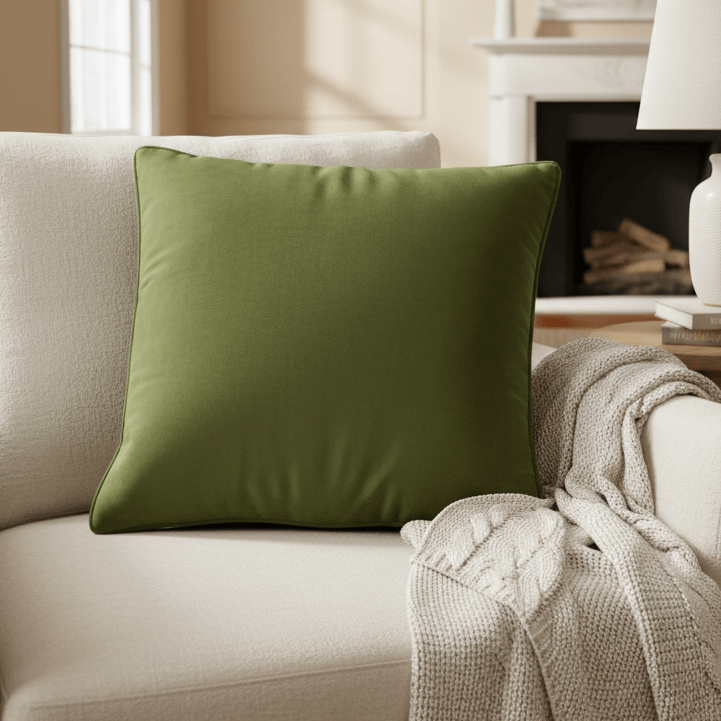 Premium Opulence Soft Velvet feather filled Cushion in Olive by Evans Litchfield