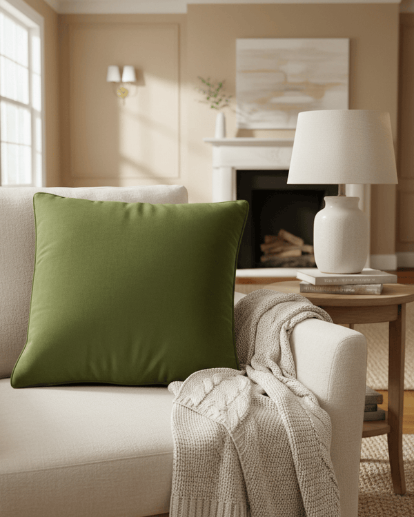 Premium Opulence Soft Velvet feather filled Cushion in Olive by Evans Litchfield