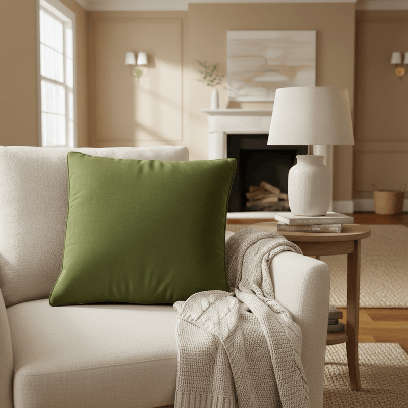 Premium Opulence Soft Velvet feather filled Cushion in Olive by Evans Litchfield