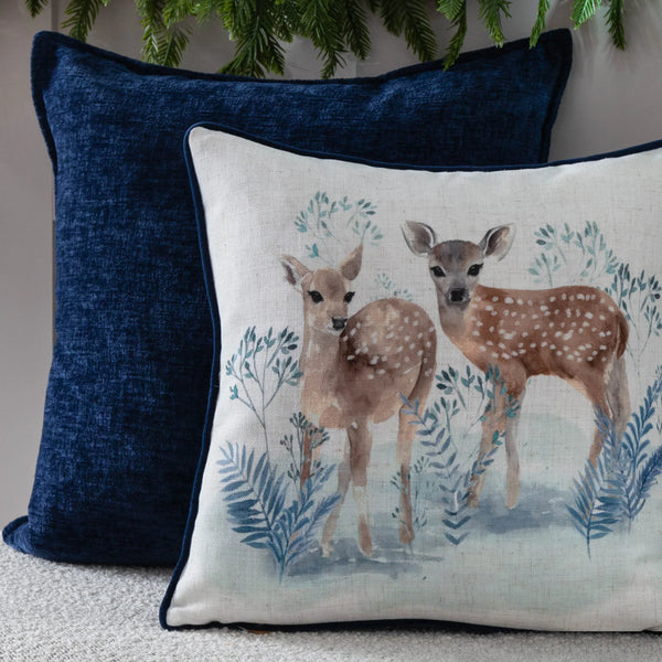 WINTER FAWNS PRINTED CUSHION MULTI  by Evans Lichfield