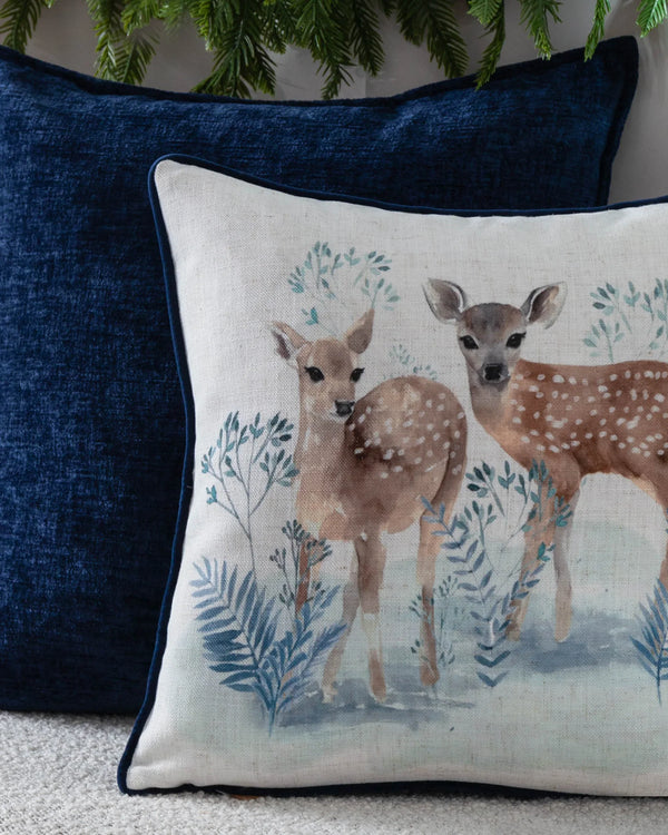 WINTER FAWNS PRINTED CUSHION MULTI  by Evans Lichfield