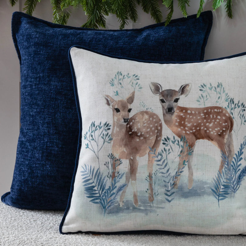 WINTER FAWNS PRINTED CUSHION MULTI  by Evans Lichfield