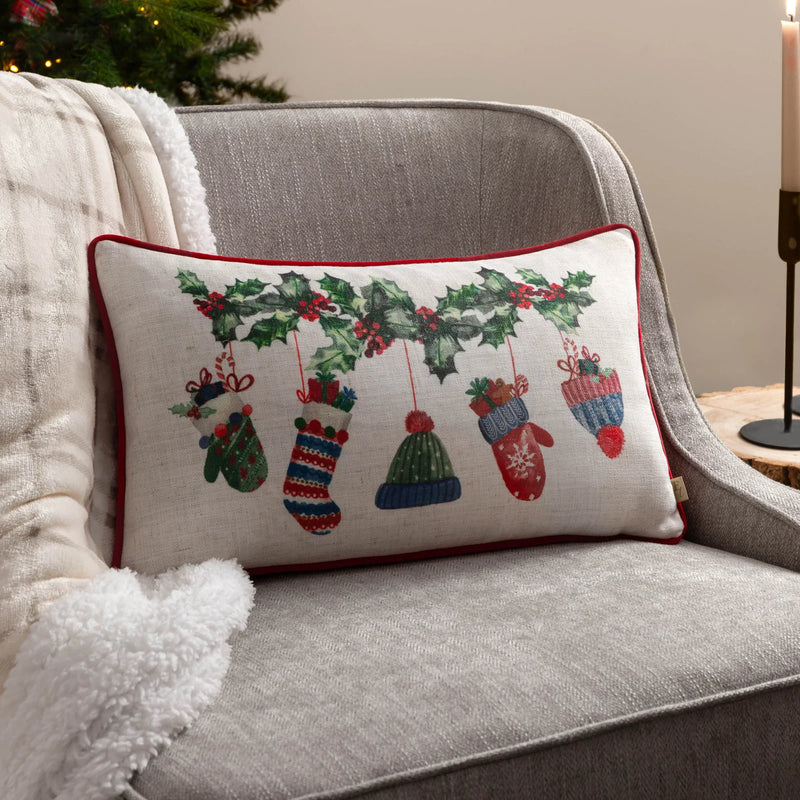 🎅 Winter Warmers Printed Cushion – Multicolour  by Evans Litchfield