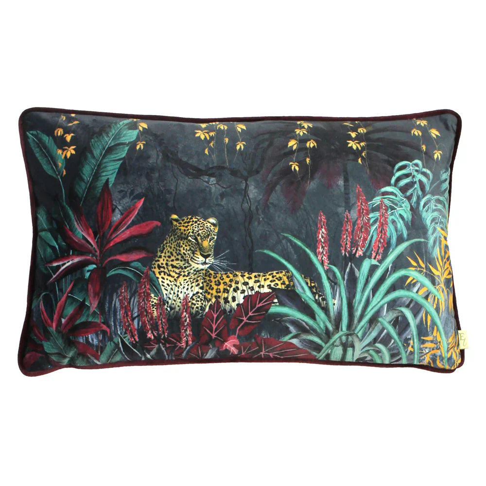 Evans Litchfield (Riva Home) Evans Lichfield Cushion ZINARA LEOPARD RECTANGULAR CUSHION MIDNIGHT  by Evans Lichfield