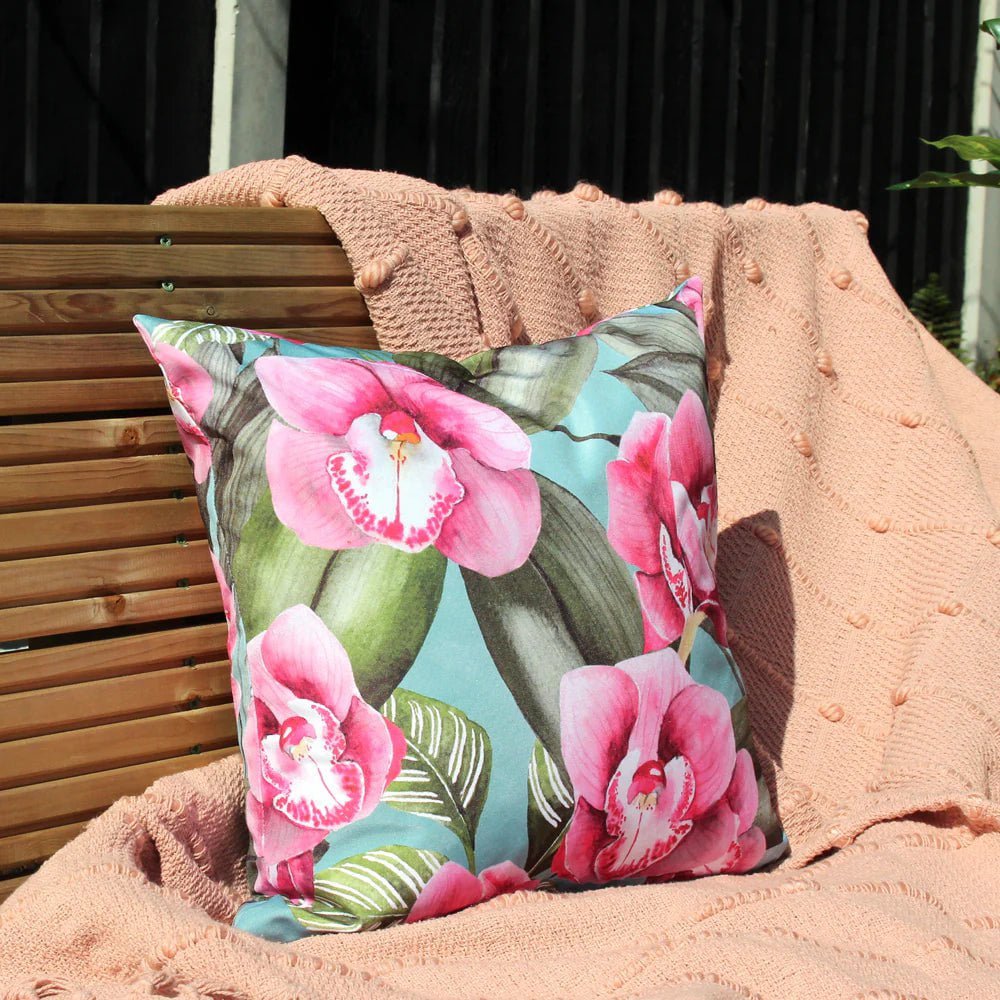 Evans Litchfield (Riva Home) Outdoor Cushion Orchids Outdoor Cushion in Blush/Duck Egg