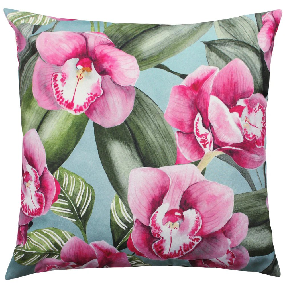 Evans Litchfield (Riva Home) Outdoor Cushion Orchids Outdoor Cushion in Blush/Duck Egg