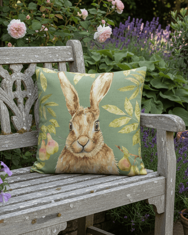 GROVE HARE OUTDOOR CUSHION OLIVE by Evans Lichfield