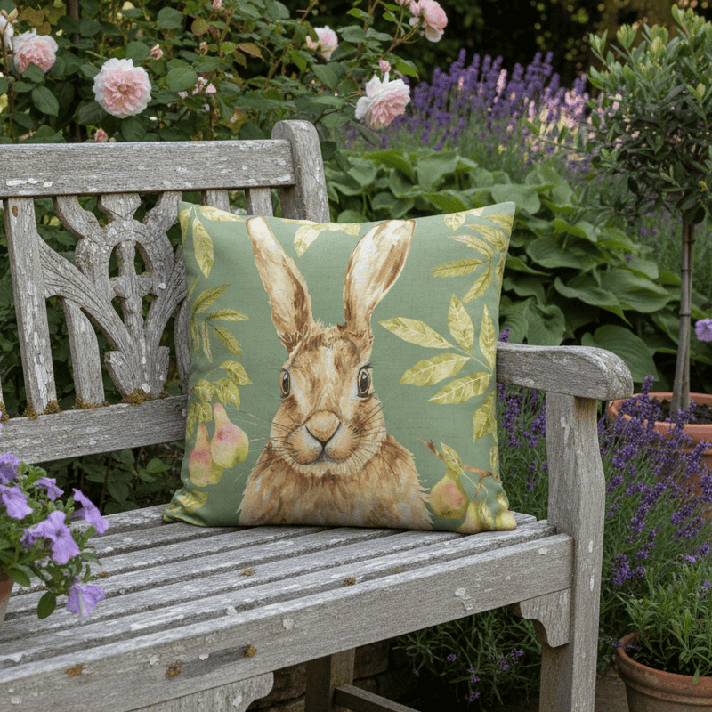 GROVE HARE OUTDOOR CUSHION OLIVE by Evans Lichfield