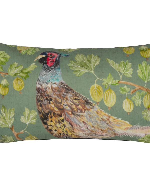 GROVE PHEASANT OUTDOOR CUSHION OLIVE by Evans Lichfield