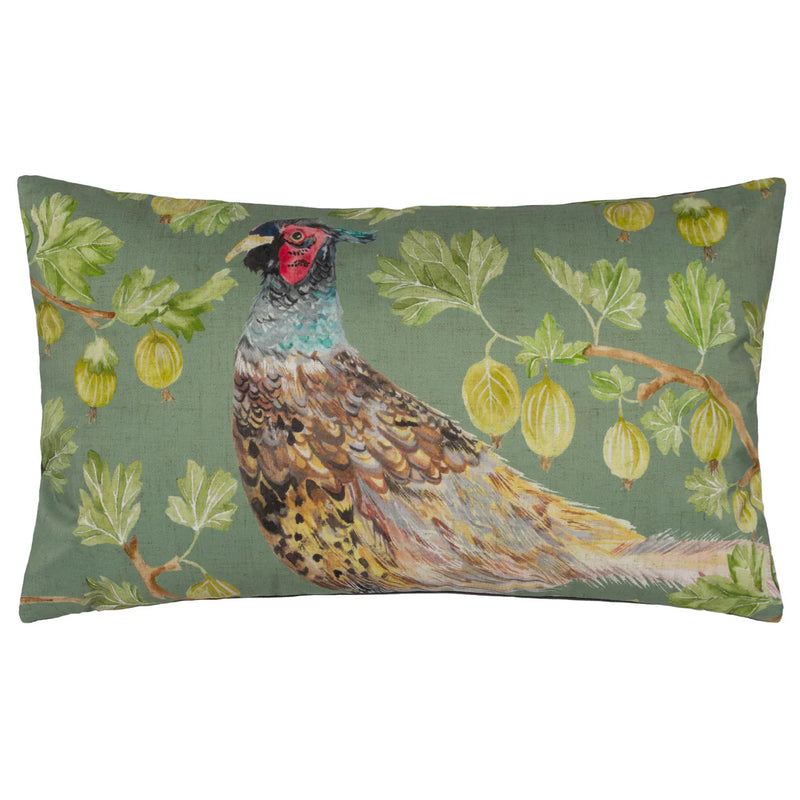 GROVE PHEASANT OUTDOOR CUSHION OLIVE by Evans Lichfield