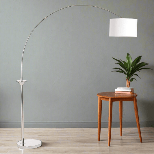 Fifty Five South Lamp Hubert Nickel Finish Arc Floor Lamp