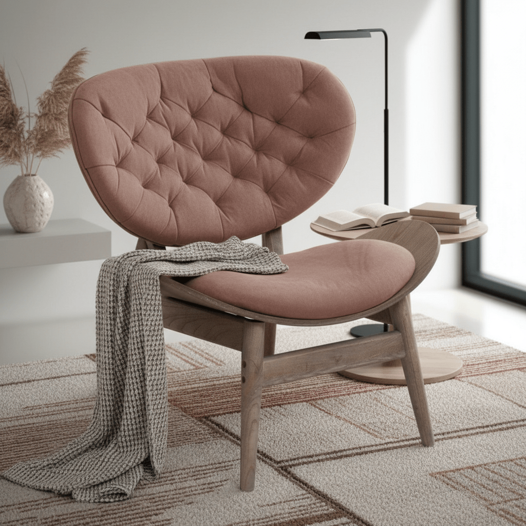 Fifty Five South Vinsi Brown Velvet Chair With Natural Elm Frame