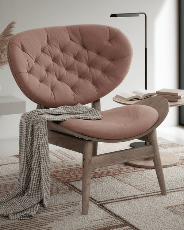 VINSI BROWN VELVET CHAIR WITH NATURAL ELM FRAME by Fifty Five South