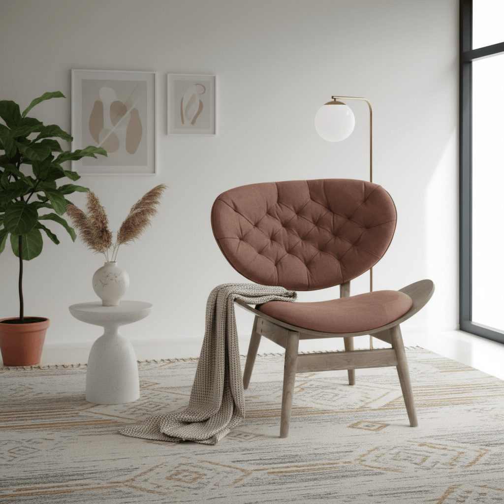 Fifty Five South Vinsi Brown Velvet Chair With Natural Elm Frame