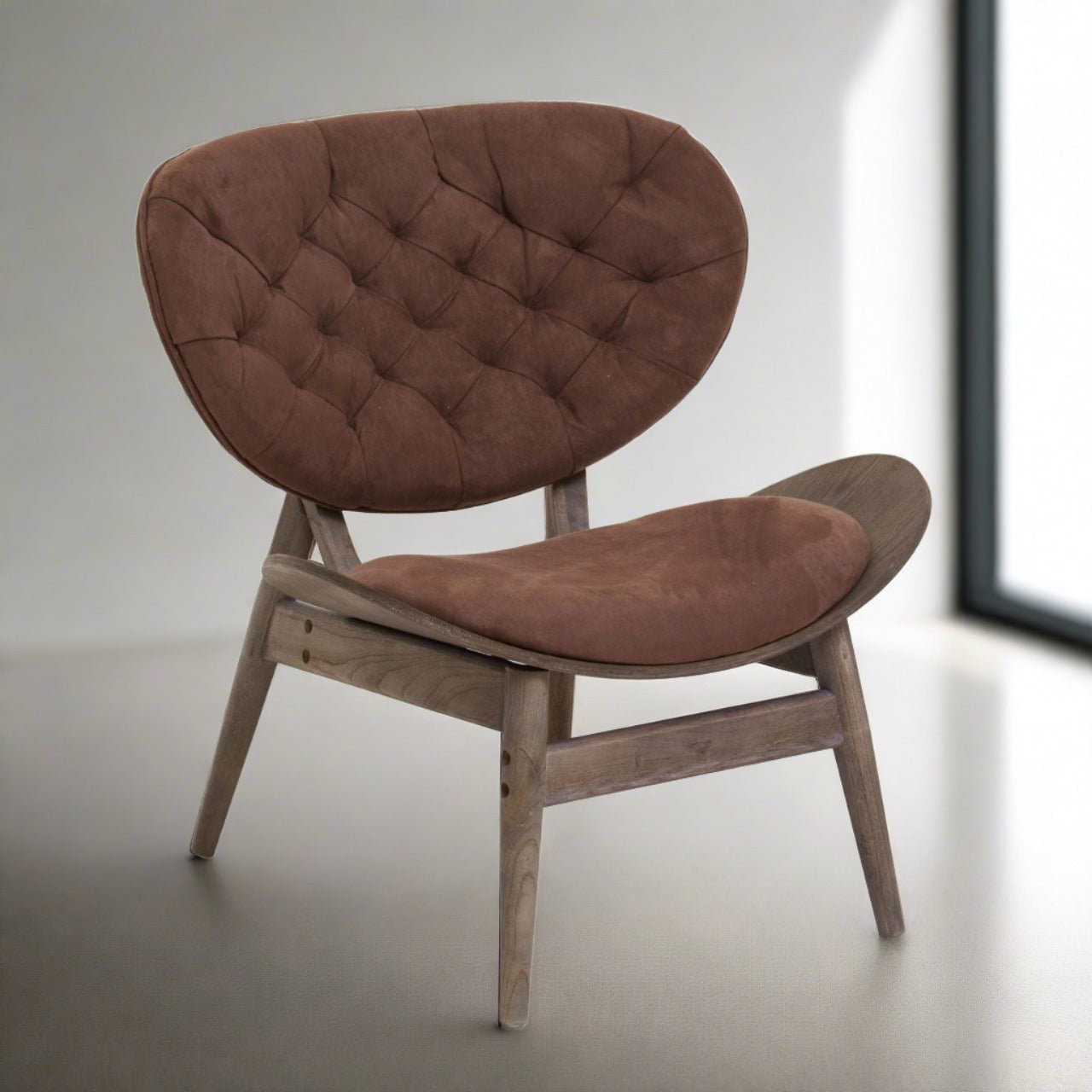 Fifty Five South VINSI VELVET CHAIR WITH NATURAL ELM