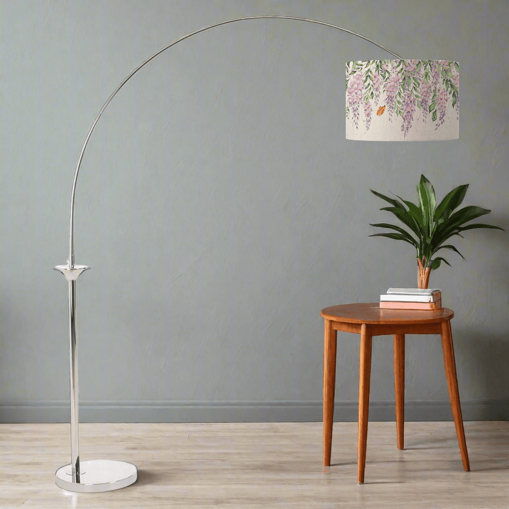 Fifty Five South x Voyage Maison Voyage Maison Lamp Bundle Hubert Nickel Finish Arc Floor Lamp with D52cm Mariposa Shade Bundle