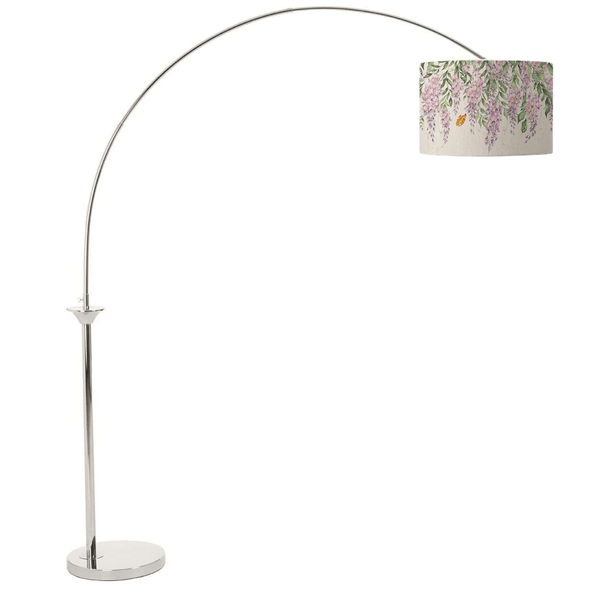 HUBERT NICKEL FINISH ARC FLOOR LAMP WITH D52CM MARIPOSA SHADE BUNDLE by Fifty Five South and Voyage Maison
