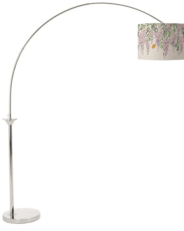 HUBERT NICKEL FINISH ARC FLOOR LAMP WITH D52CM MARIPOSA SHADE BUNDLE by Fifty Five South and Voyage Maison