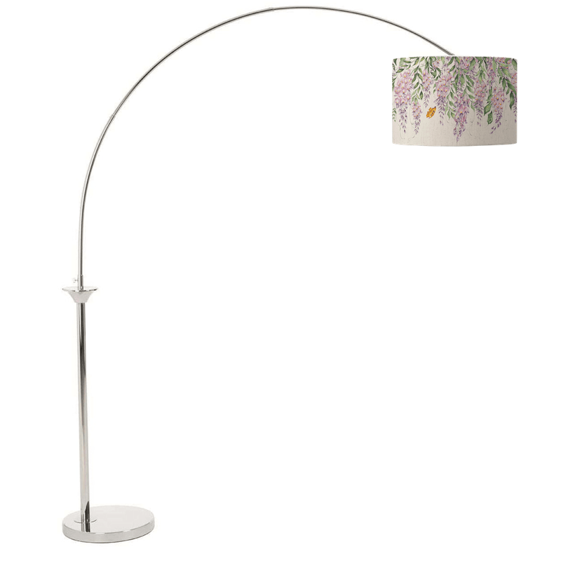 HUBERT NICKEL FINISH ARC FLOOR LAMP WITH D52CM MARIPOSA SHADE BUNDLE by Fifty Five South and Voyage Maison