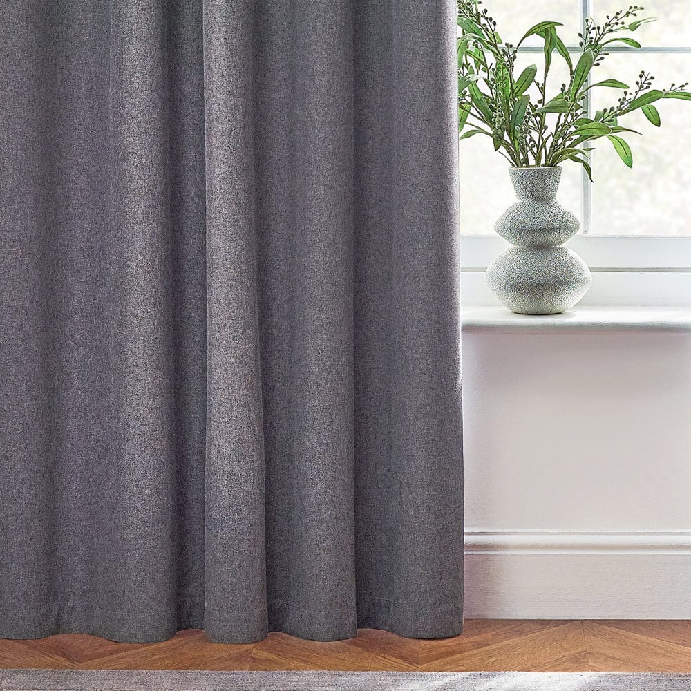 furn Curtains Dawn 100% Blackout Thermal Eyelet Curtains Charcoal