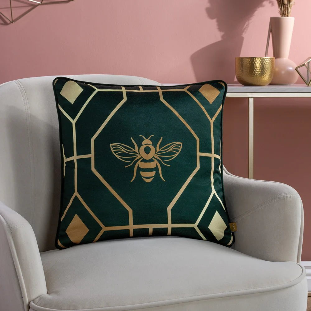 furn Cushions Emerald Premium Bee Deco Geometric duck feather filled Cushion - 6 colour variants