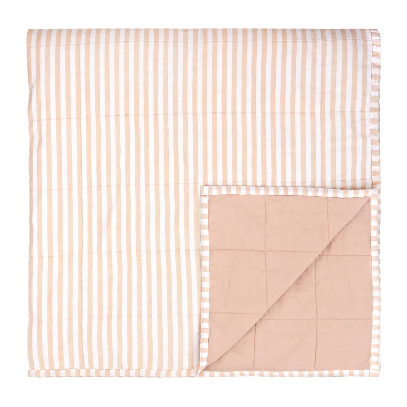Furn (Riva Home) Bedspread 150cm x 200cm / Blush/Cotta HEBDEN MELANGE STRIPE COTTON BEDSPREAD by Yard