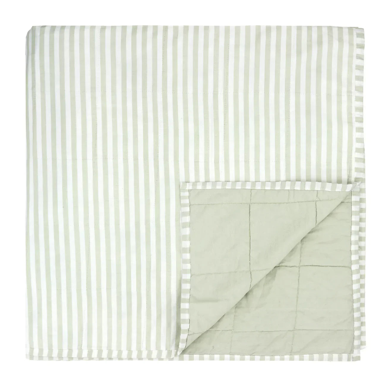 Furn (Riva Home) Bedspread 150cm x 200cm / Eucalyptus/Bay Green HEBDEN MELANGE STRIPE COTTON BEDSPREAD by Yard