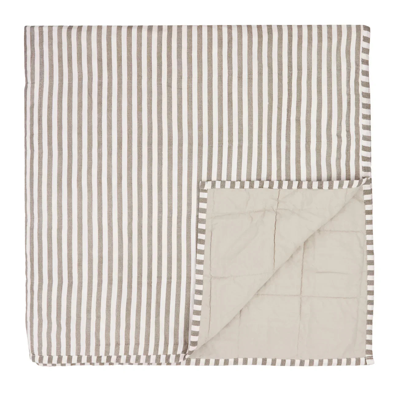 Furn (Riva Home) Bedspread 150cm x 200cm / Mole/Stone HEBDEN MELANGE STRIPE COTTON BEDSPREAD by Yard