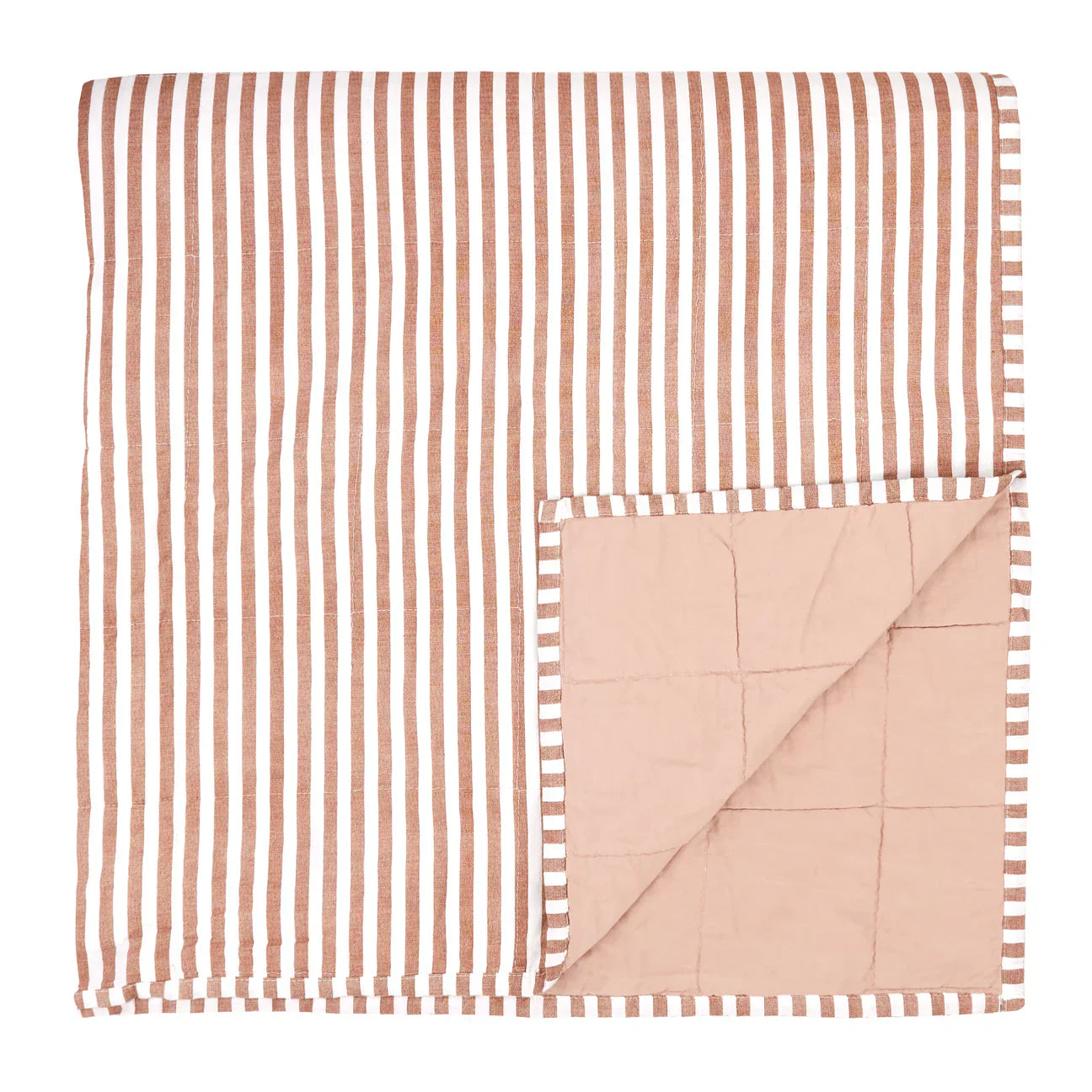 Furn (Riva Home) Bedspread 150cm x 200cm / Pecan/Cotta HEBDEN MELANGE STRIPE COTTON BEDSPREAD by Yard