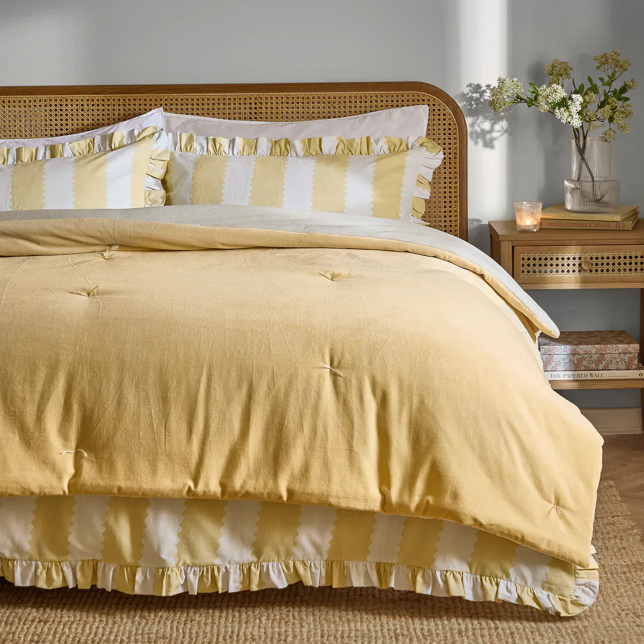 Furn (Riva Home) Bedspread Butter Yellow EDIE COTTON VELVET BEDSPREAD by Wylder