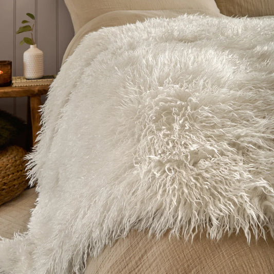 Furn (Riva Home) Bedspread Ecru Rowan Faux Fur Throw by furn