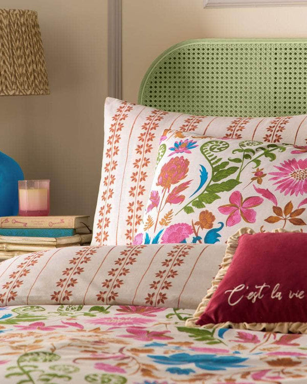 furn. Curious Lotus Exotic Floral Duvet Cover Set Linen