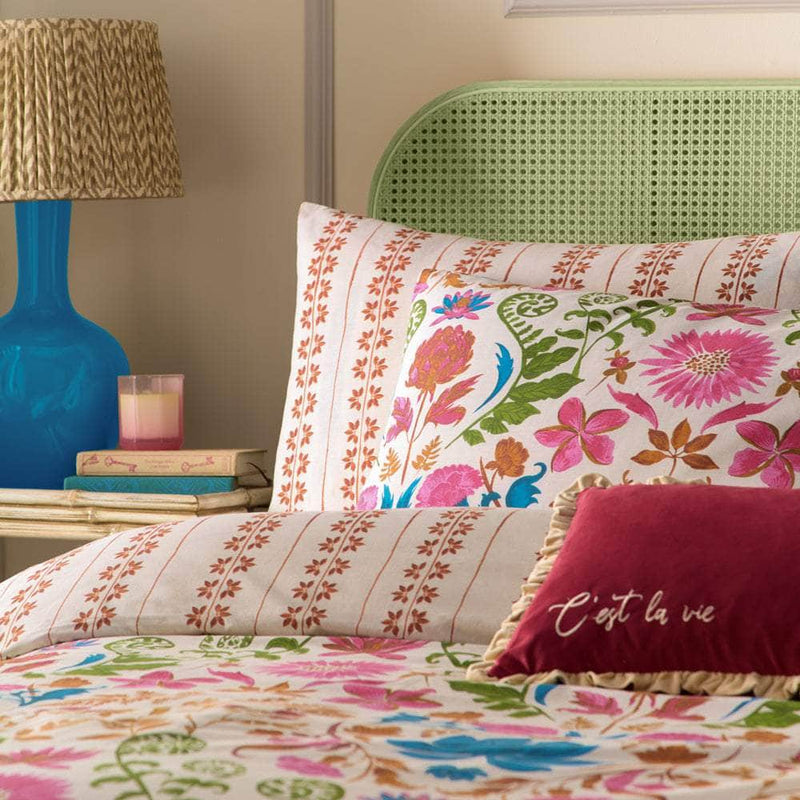 furn. Curious Lotus Exotic Floral Duvet Cover Set Linen