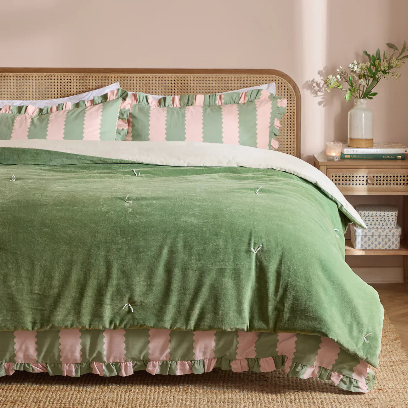 Furn (Riva Home) Bedspread Green EDIE COTTON VELVET BEDSPREAD by Wylder