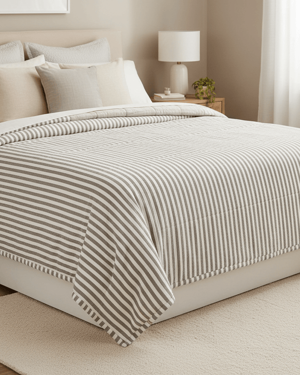 HEBDEN MELANGE STRIPE COTTON BEDSPREAD by Yard