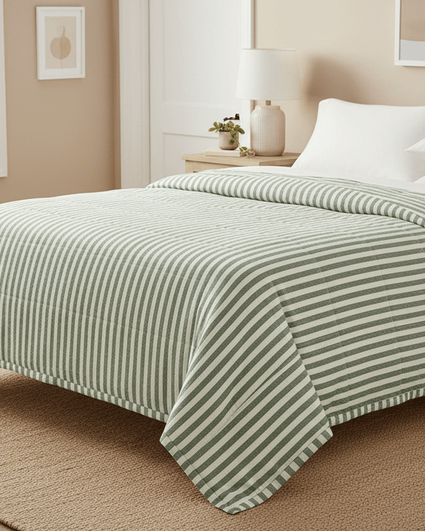 HEBDEN MELANGE STRIPE COTTON BEDSPREAD by Yard