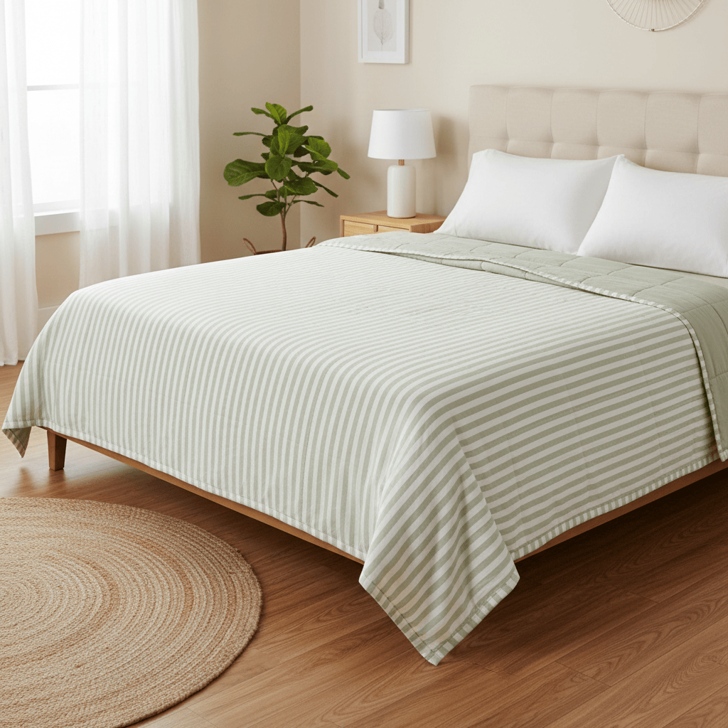 Furn (Riva Home) Bedspread HEBDEN MELANGE STRIPE COTTON BEDSPREAD by Yard
