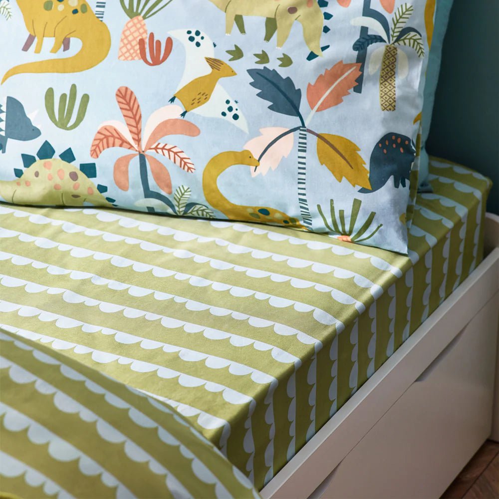 furn (Riva Home) Bedspread little furn. Little Dinos Scandi Fitted Bed Sheet in Blue/Green